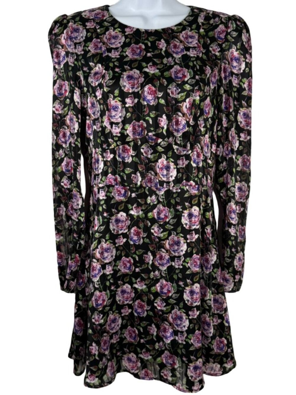 Paris Atelier & Other Stories Cottagecore Floral Rose Black Mini Dress Size 4
